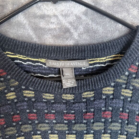 Saks Fifth Avenue Knit Sweater Men's Size X-Large Crewneck Long Sleeve Pullover - Picture 2 of 7